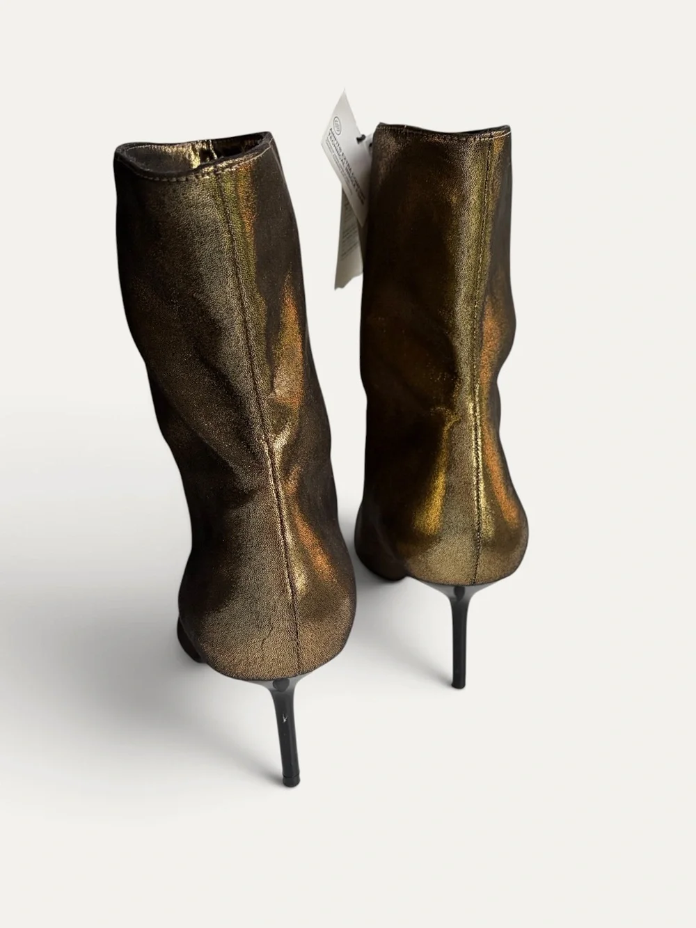 ZARA Metallic Bronze Pointed Ankle Boots Booties
